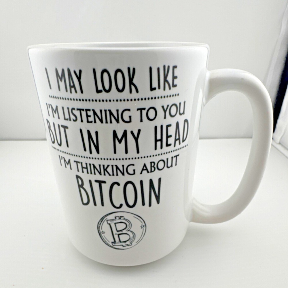 Orca‎ Coatings Bitcoin Novelty Ceramic Coffee Mug White Black Round Pattern